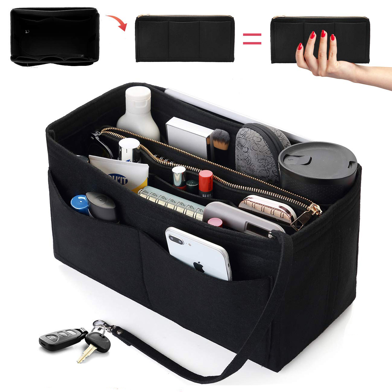 Backpack Insert Organizer - 펠트 지갑 정리함 인서트 - 지퍼가