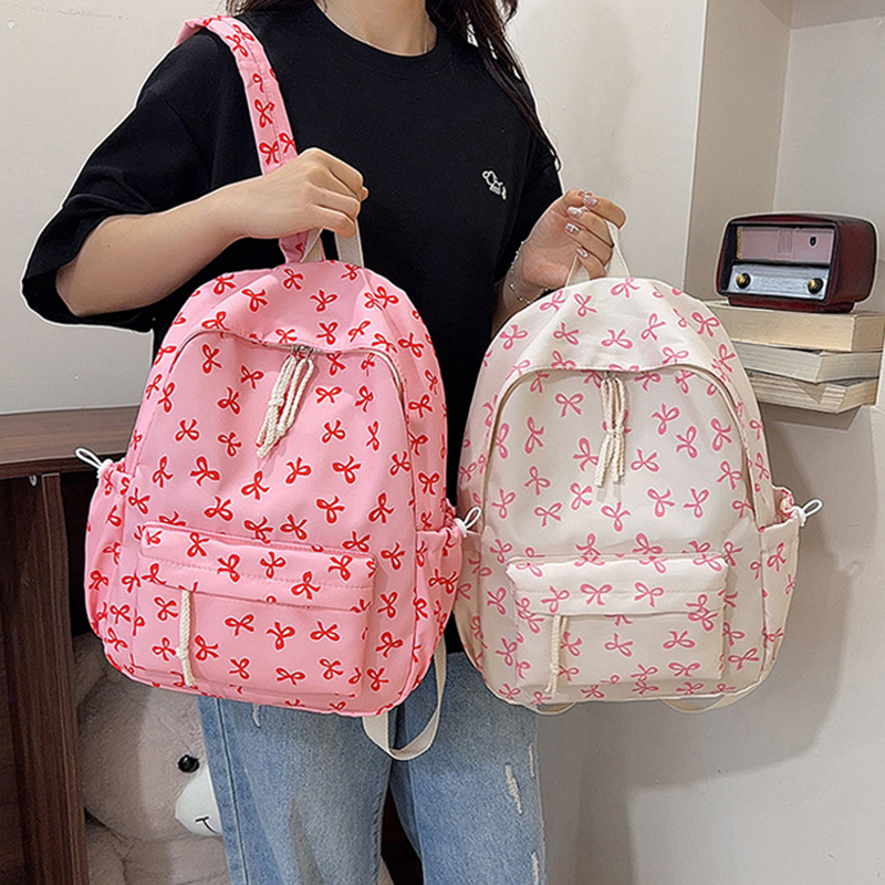 귀여운 리본 프린트 백팩 나일론 캐주얼 데이팩 십대 소 - School Backpack Teen 리뷰 및 가격