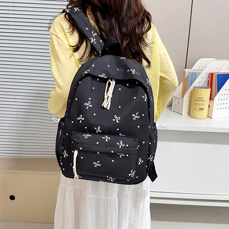 귀여운 리본 프린트 백팩 나일론 캐주얼 데이팩 십대 소 - School Backpack Teen 리뷰 및 가격